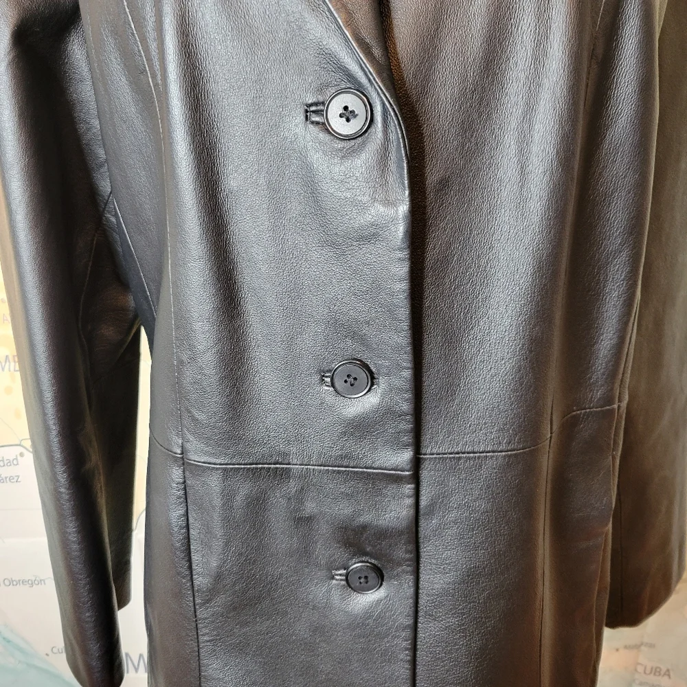 Marc Mattis Black Leather Jacket Size XL Coat - Picture 3 of 15
